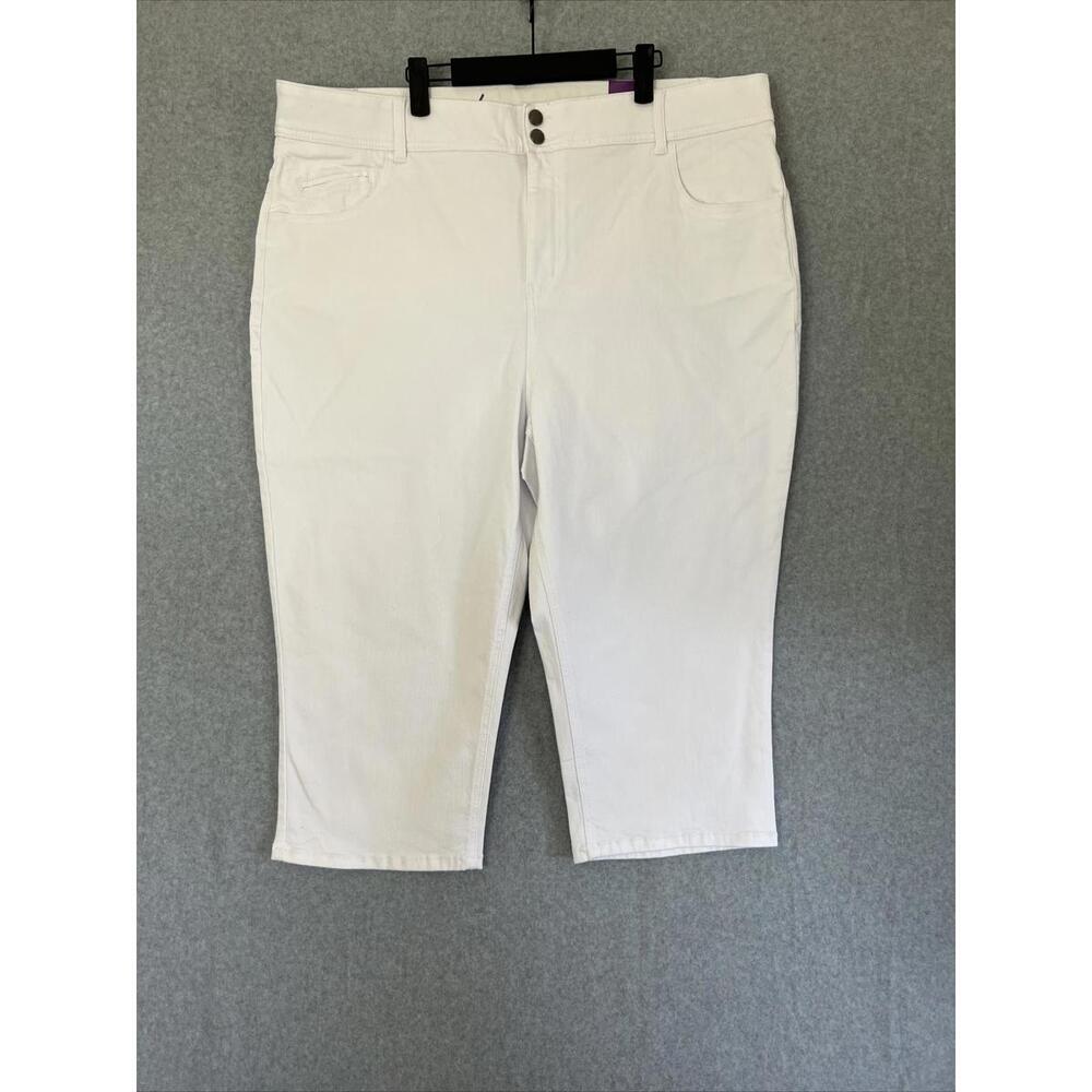 Lane Bryant Capri Jeans Plus Size 26 White Elastic Waist Tighter Tummy Tech
